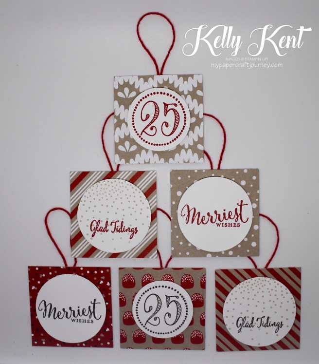 CASEing the Catty #94 - Candy Cane Lane suite. Christmas Tags in a Clear Tiny Treat Box. Kelly Kent - mypapercraftjourney.com.