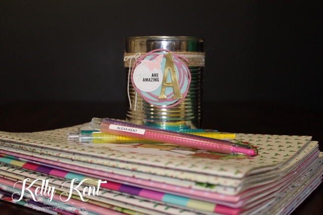 Upcycled School Pencil Tin with Stampin' Up! supplies. Kelly Kent - mypapercraftjourney.com.